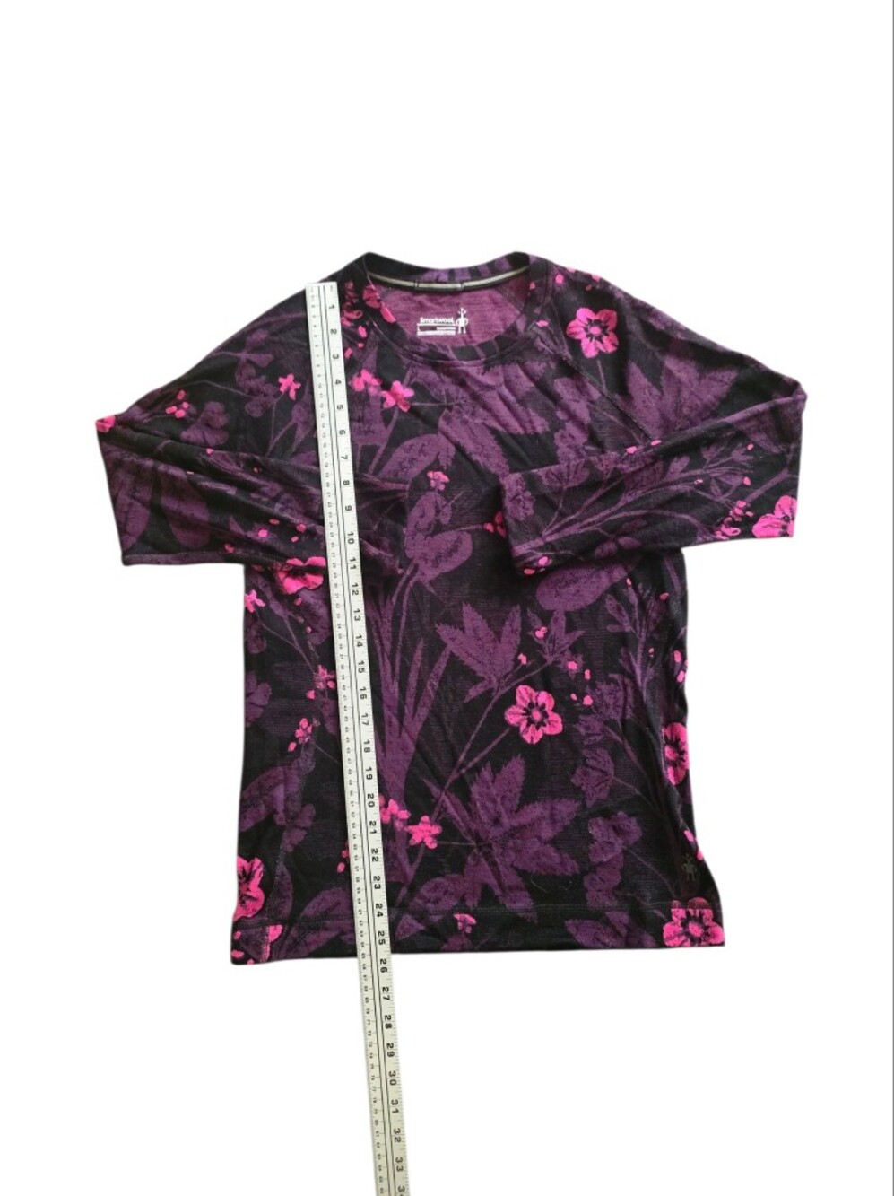 Smartwool Merino 250 Floral Long-Sleeve Baselayer Crewneck Purple Iris Size L - Picture 6 of 7